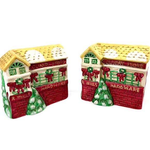 Vintage Christmas Village Ceramic Holiday Town Napkin Rings Two Sets of 4 rings - Picture 6 of 13